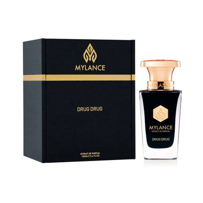 DRUGDRUG MYLANCE Unisex Nischenparfum – Detailaufnahme des Luxusflakons für Deutschland & Europa